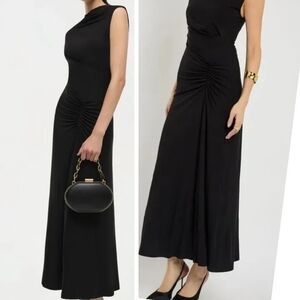 Jonathan Simkhai Elegant Black Ruched Maxi Dress